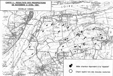 Cliquez sur la carte 3 (r&eacute;sultats des prospections de nov. &agrave; avril 1994) pour lagrandir